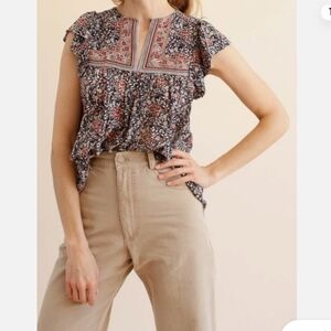 Ulla Johnson Soleil Floral Silk Blouse, Size XS